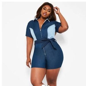 Ashley Stewart blue jean jumpsuit